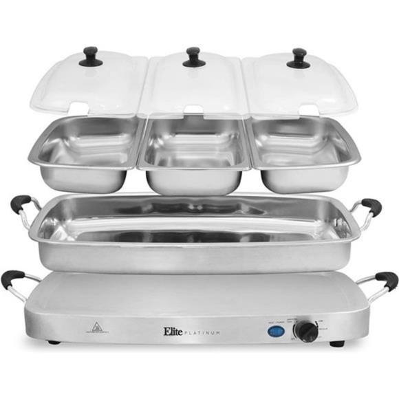 Elite Platinum EWM-9933 Deluxe Triple Buffet Server Food Warmer 3 x 2.5Qt - Picture 5 of 7